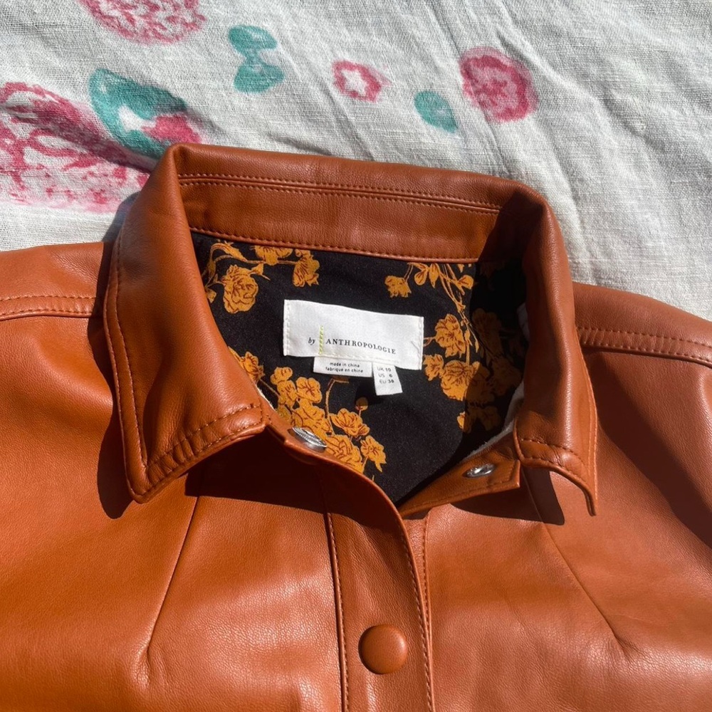 anthropologie brown vegan leather short and jacket set - Picture 8 of 8